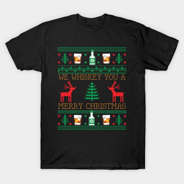 Funny Whiskey Drinking Ugly Christmas Sweater T-Shirt by mrsmitful01